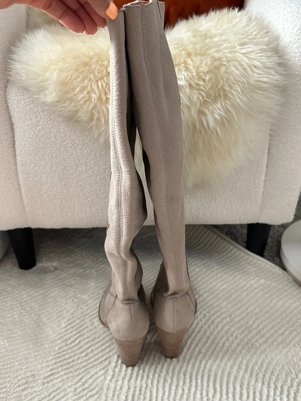 Lucky Brand Tall Leather Western Boots in Taupe Greige Size 8.5M